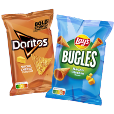 Doritos zak à 170 gram
of Lay’s bugles zak à 125 gram